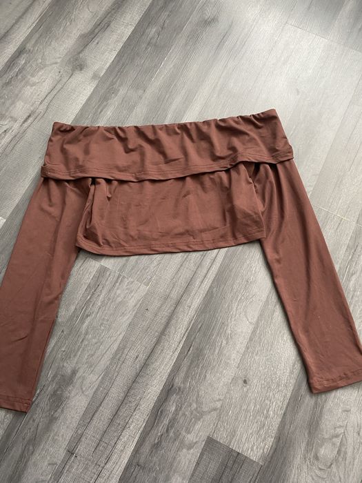 Shein L 40 brązowa bluzka crop top