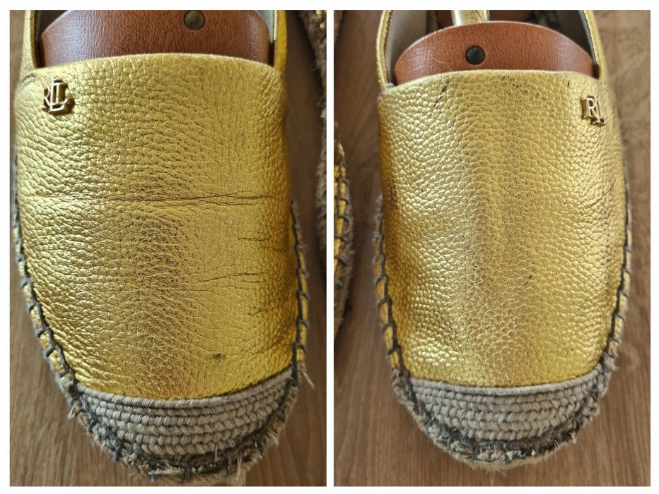 Espadryle Ralph Lauren. Złote. Cameryn. Rozmiar 37. Skóra