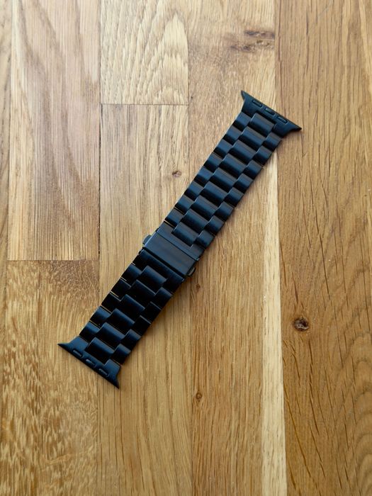 Bracelete de elos em aço preta Apple Watch 44/45/49 mm + capa Ultra