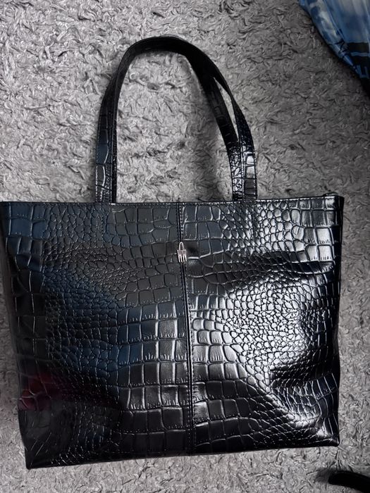 Skorzana duza torba shopper vintage