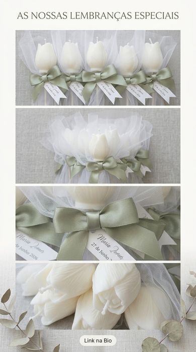 Lembranças de Casamento / Batizado – Tulipas em Tecido Personalizadas