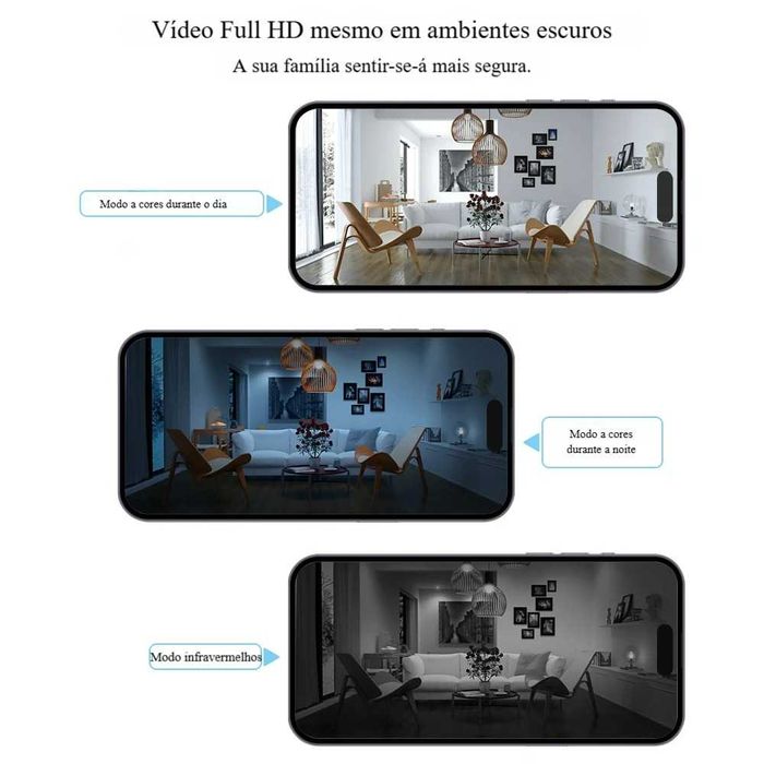 Câmara Vigilância FullHD/WiFi/Detecção Pessoas/Bateria