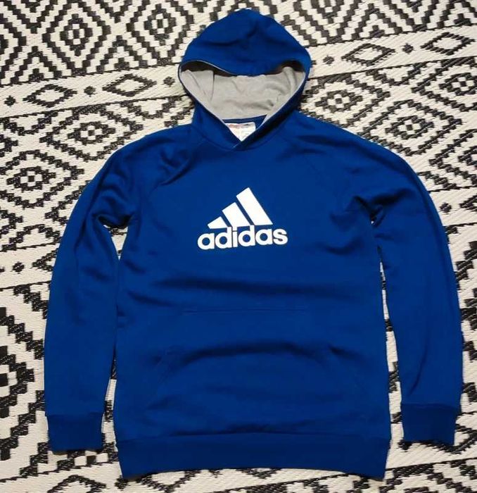 Bluza adidas niebieska z kapturem big logo