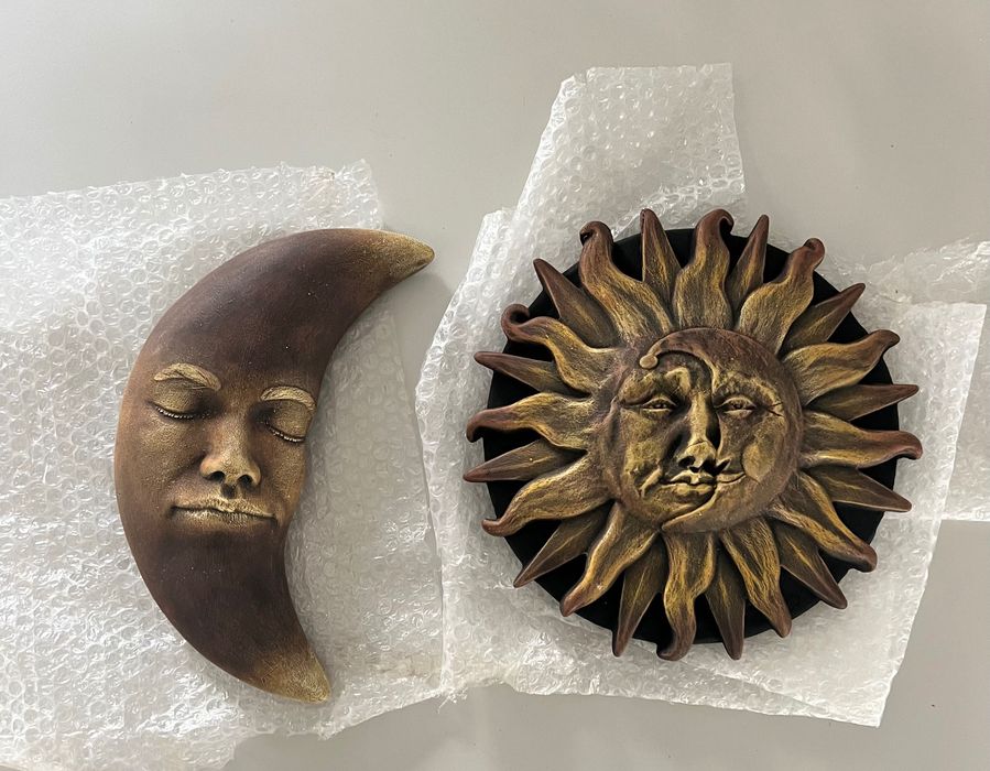 Sol & Lua - 2 peças artesanais em cerâmica (quadros)