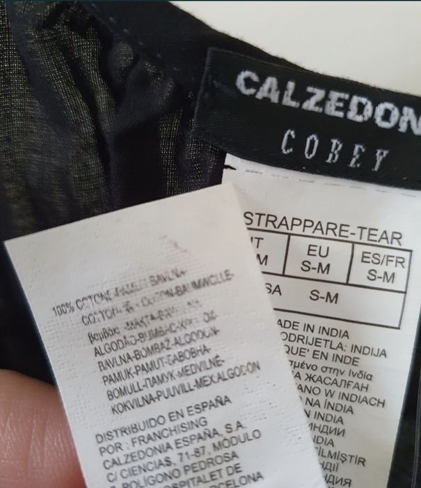 Sukienka plażowa Calzedonia s/m letnia czarna bawełna chwosty koraliki