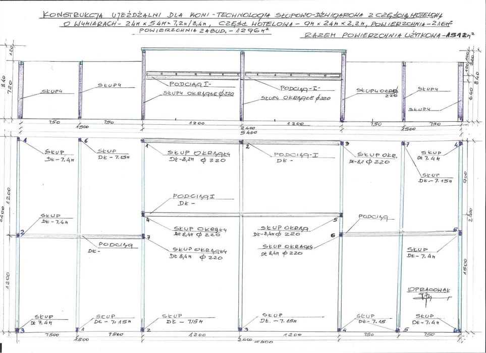 Konstrukcja stalowa 24 x 54 x 7,2/8,4 ujeżdzalnia dla koni