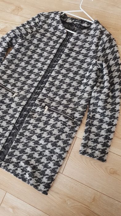 Kardigan Stradivarius 36 S w pepitkę narzuta marynarka żakiet płaszcz