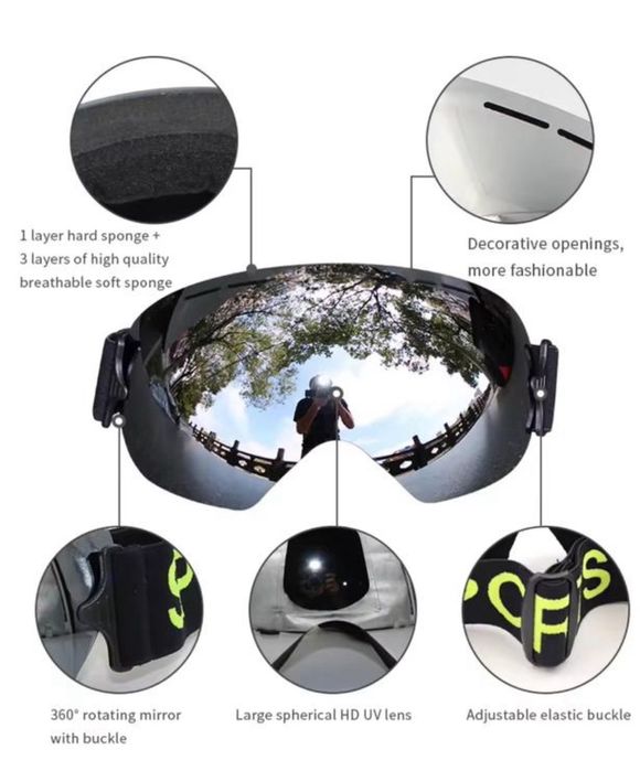 Якісна без рамкова лижна маска дзеркальна  лижні окуляри