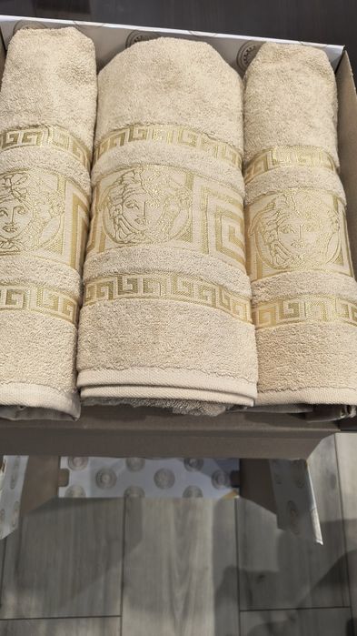 Ręczniki komplet 3częściowy bawełniane grecki wzór