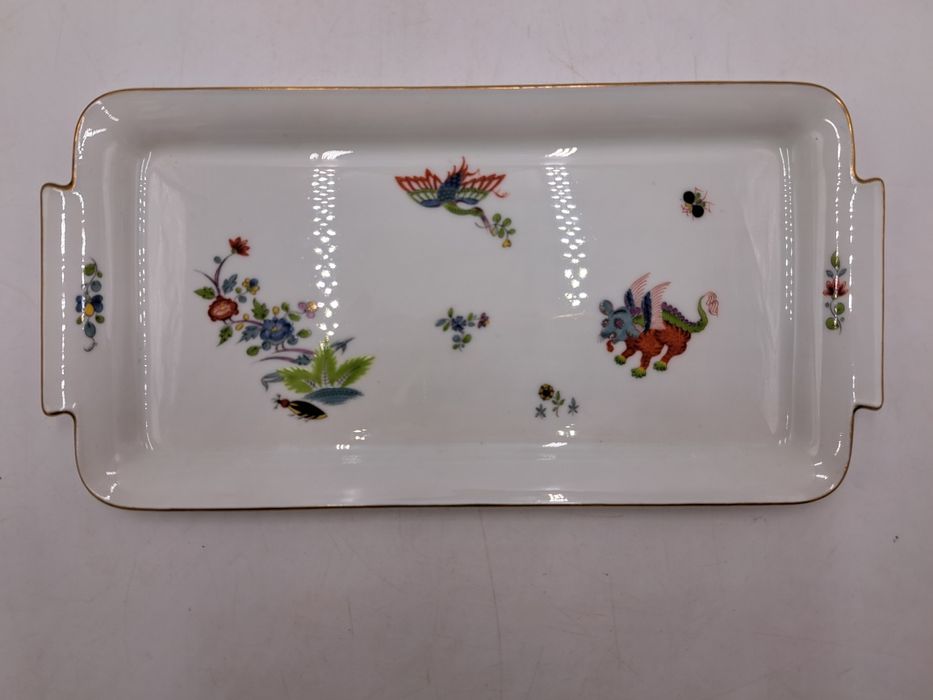 Patera taca z uszami Miśnia Kakiemon smok kwiaty 29,5 x 15 cm