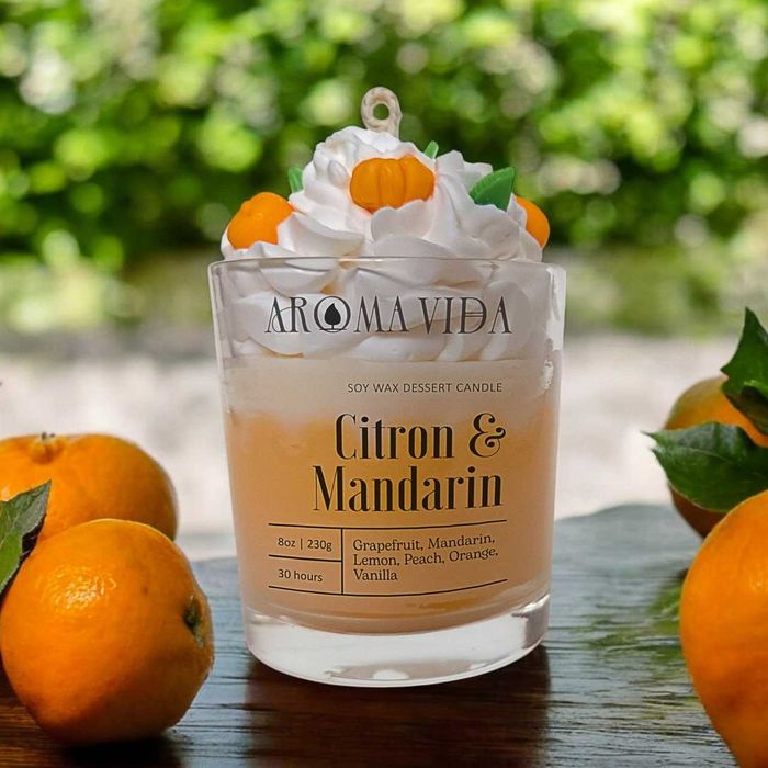 Оригінальна ароматична свічка Десерт мандарин бренду AROMA VIDA 600грн