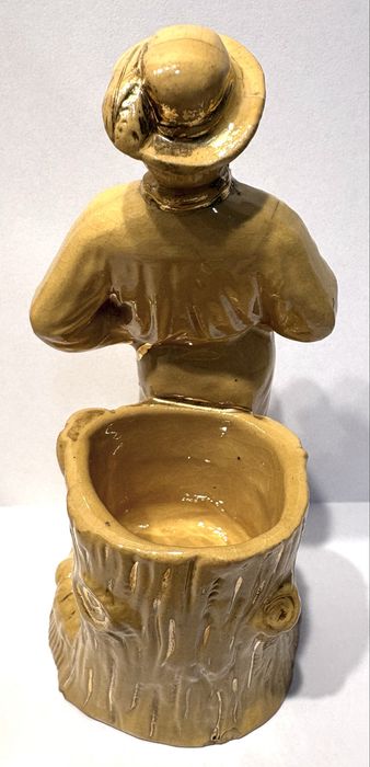Rara antiga fosforeira figurativa em cerâmica alemã  “yellowware” de Anton Tschinkel