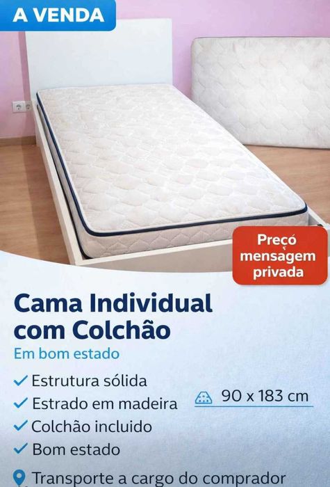 Cama solteiro com colchão