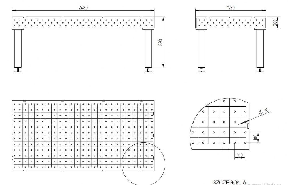 Stół spawalniczy CE 2500x1250x200x10