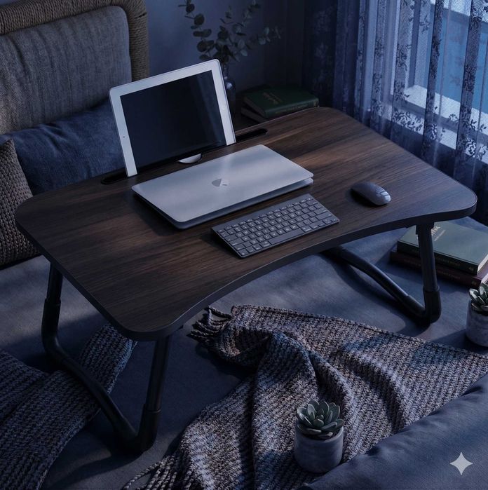 Складной столик для ноутбука в цвете "Темное дерево" (48х29 см)