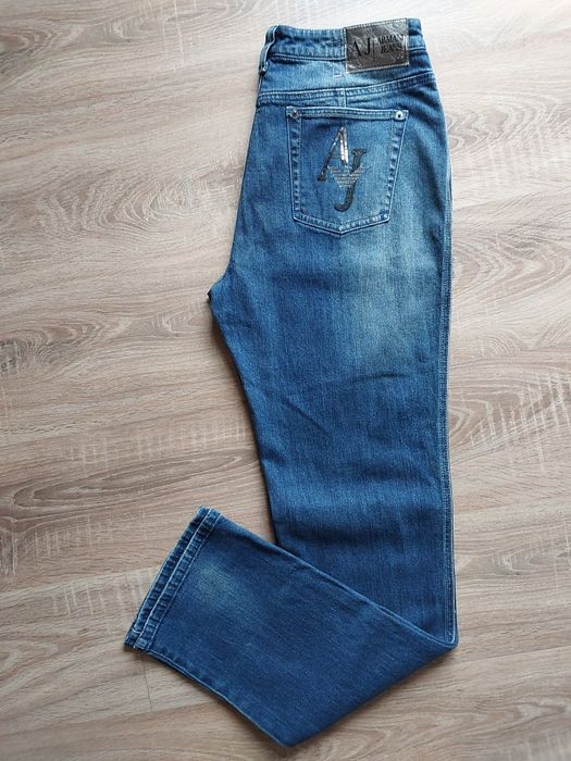Jeansy unisex niebieskie proste 33/33 Armani