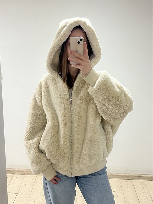 ZARA beżowa dwustronna kurtka z misiem