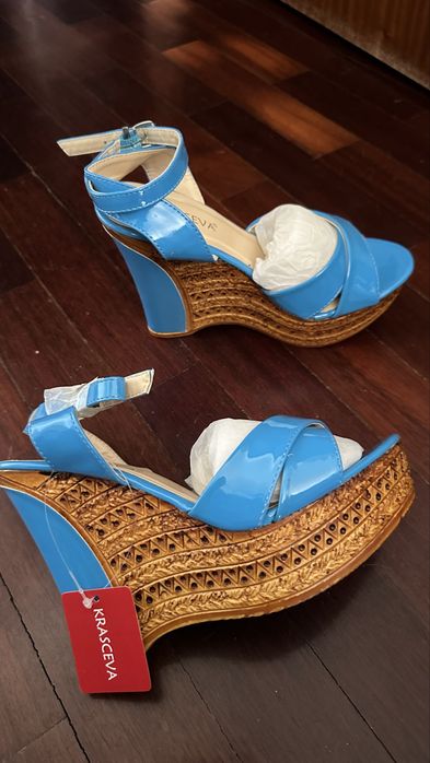 Sandalias de cunha azuis