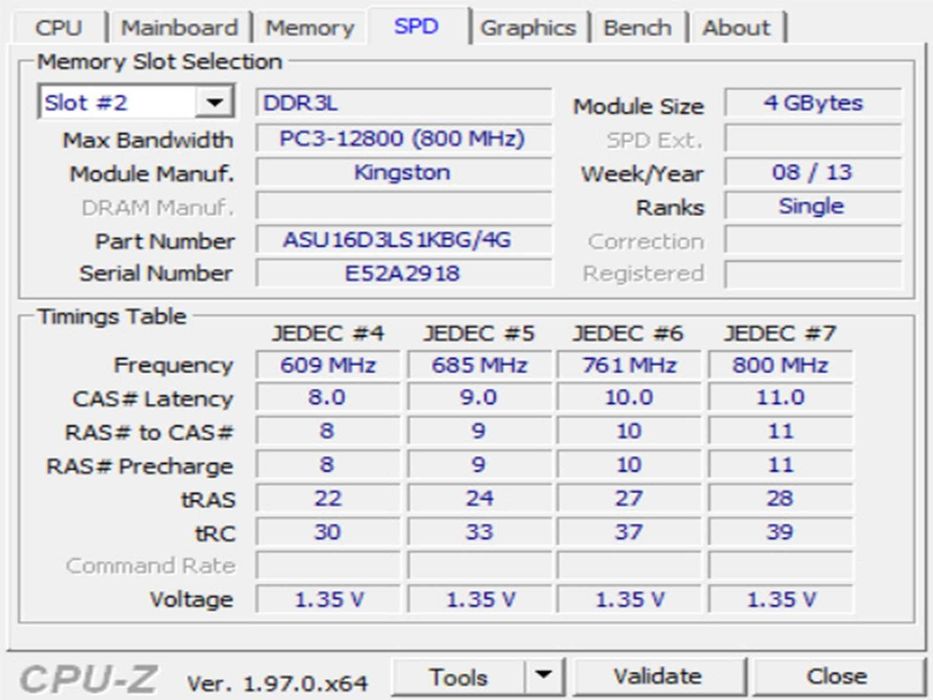 DDR3 4GB KingSton 12800 L