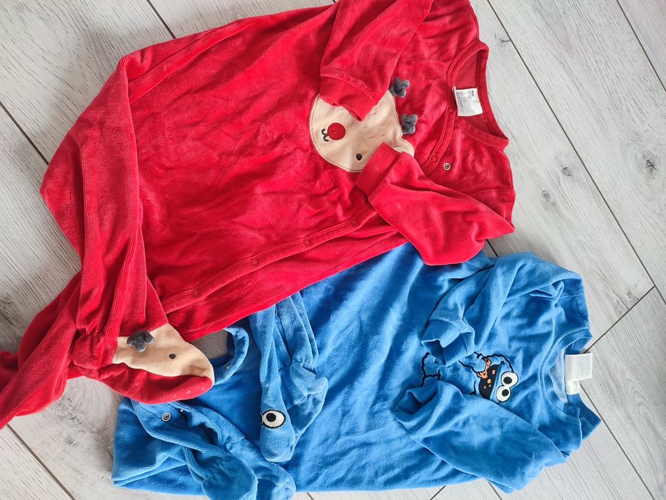 Pajace piżamka welurowa h&m r.92 2 pak