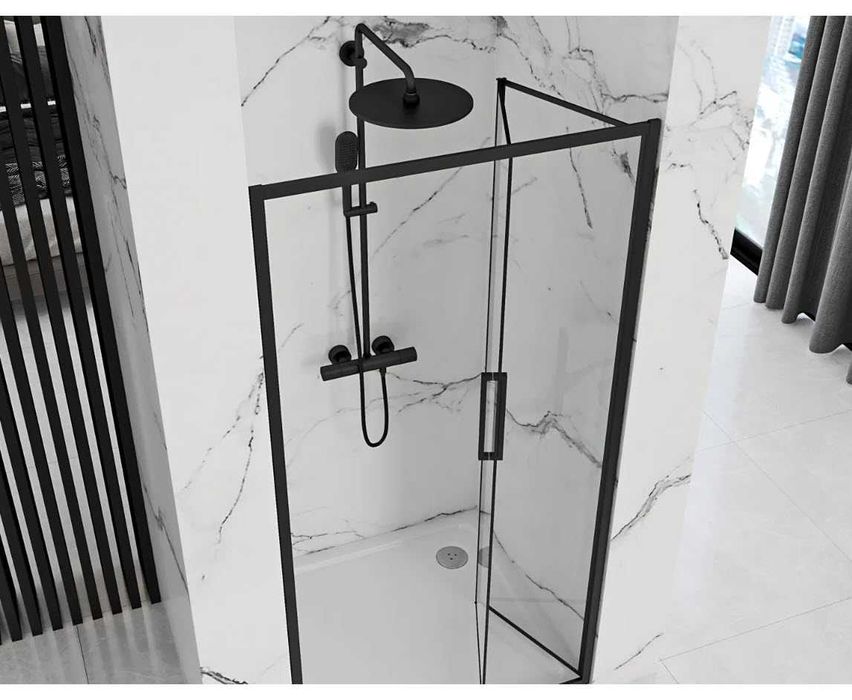 Drzwi Prysznicowe Składane Rea Rapid Fold 80 – czarne, szkło hartowane