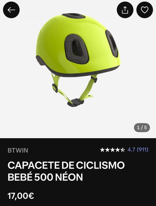 Capacete crianca btwin 2XS (44-49cm)
