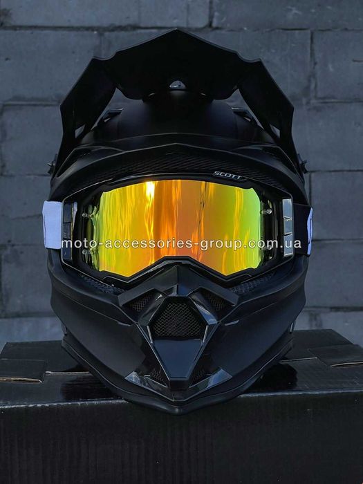 Кросовий шолом чорний матовий мотошолом мото шлем кроссовый ендуро