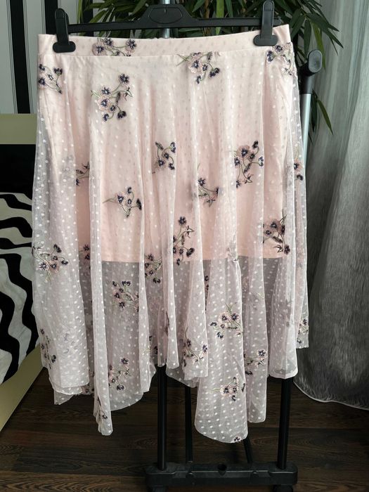 Юбка сетка миди в горошек с вышивкой New Look