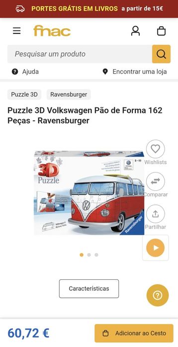 Puzzle 3d vw pão de forma