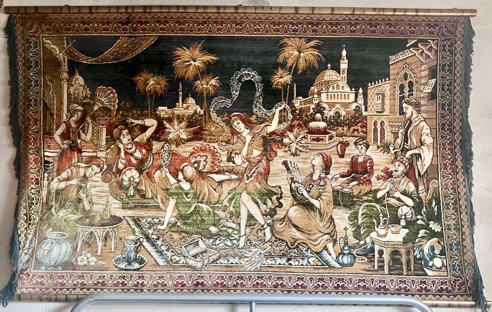 Piękny gobelin ścienny 200x125 - turecka uczta. Lata 70
