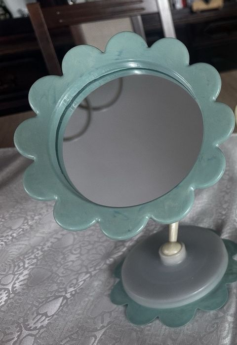 Lusterko kwiatek PRL dwustronne