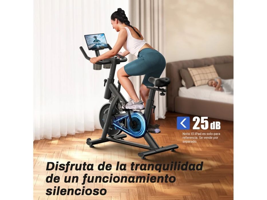 Bicicleta Estática MERACH, Bluetooth/APP, Monitor LED, Volante 6kg, Porta-copos Duplo, Ergonomia Premium, Suporte Tablet (Tablet Não Incluído)