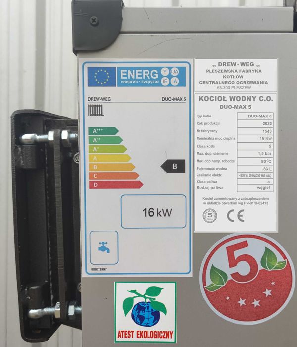 Piec KOCIOŁ na Drewno Węgiel o mocy 16 kw 4 KANAŁY Solidny
