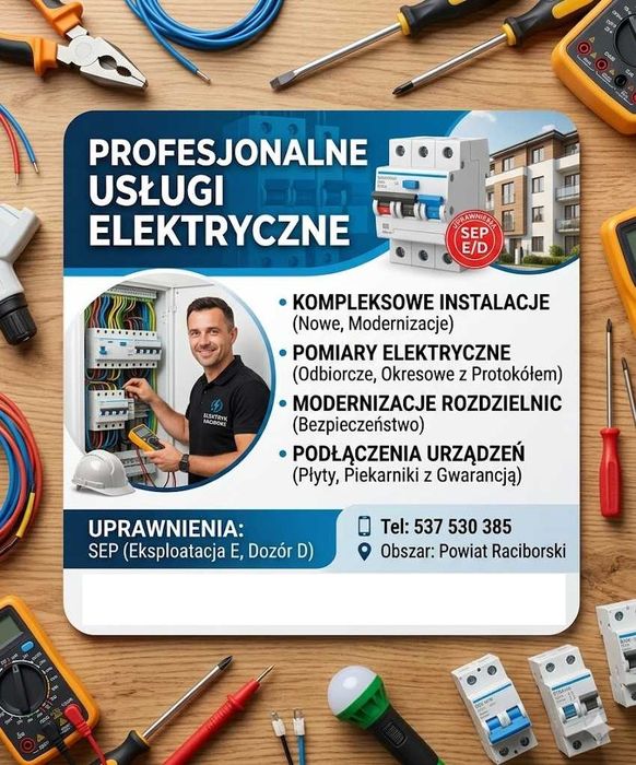 Usługi elektryczne, Naprawy, Instalacje, Pomiary, Rozdzielnice