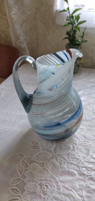 Кувшин та фужери  з кольорового скла