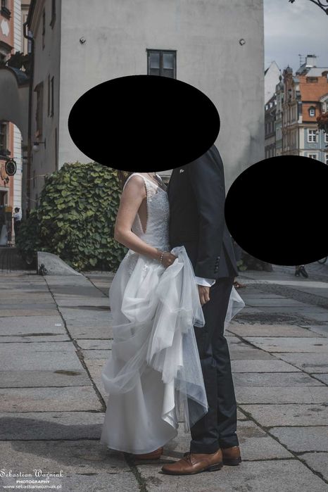 Suknia ślubna 34 36 S dekolt V