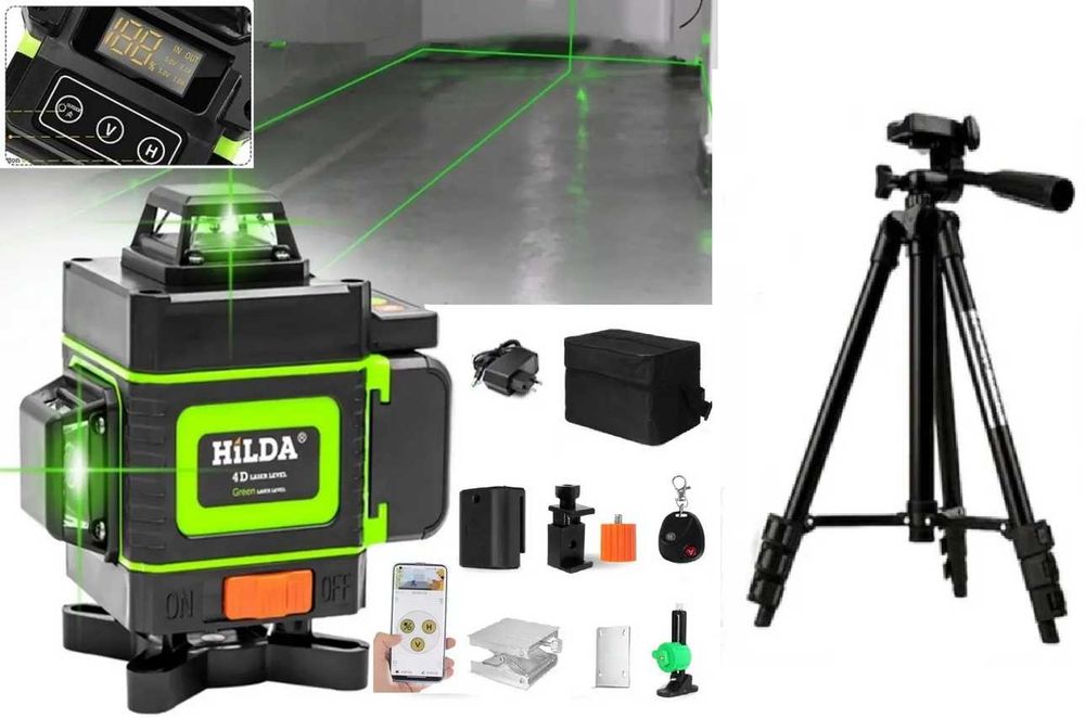 ‼️4D NEW 2025р Hilda 4D з екраном та Bluetooth Лазерний рівень нівелір