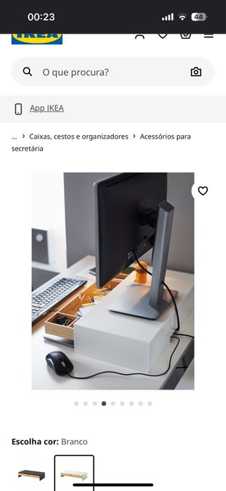 ELLOVEN Suporte do monitor c/gaveta, branco