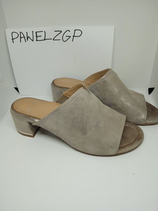 Klapki ryłko skórzane Ara eleganckie na obcasie rozmiar 36