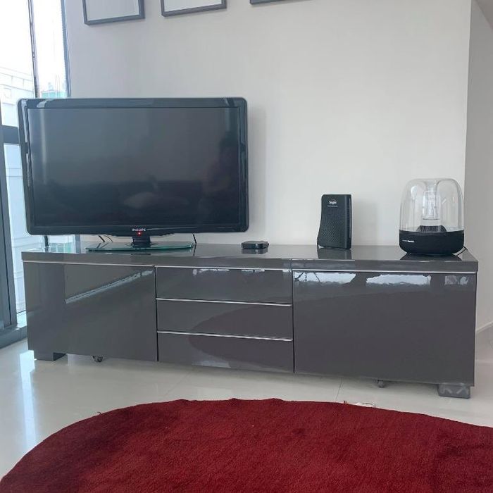 Szafka pod tv ikea besta burs szary połysk bdb stan