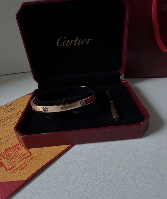Браслет Cartier Love  17 rose gold з викроткою без упакування!