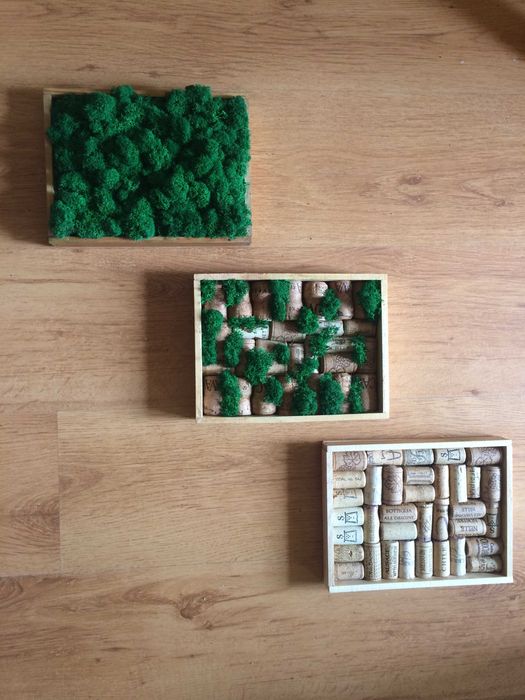 Obraz / kompozycja z mchu chrobotka i korków po winie