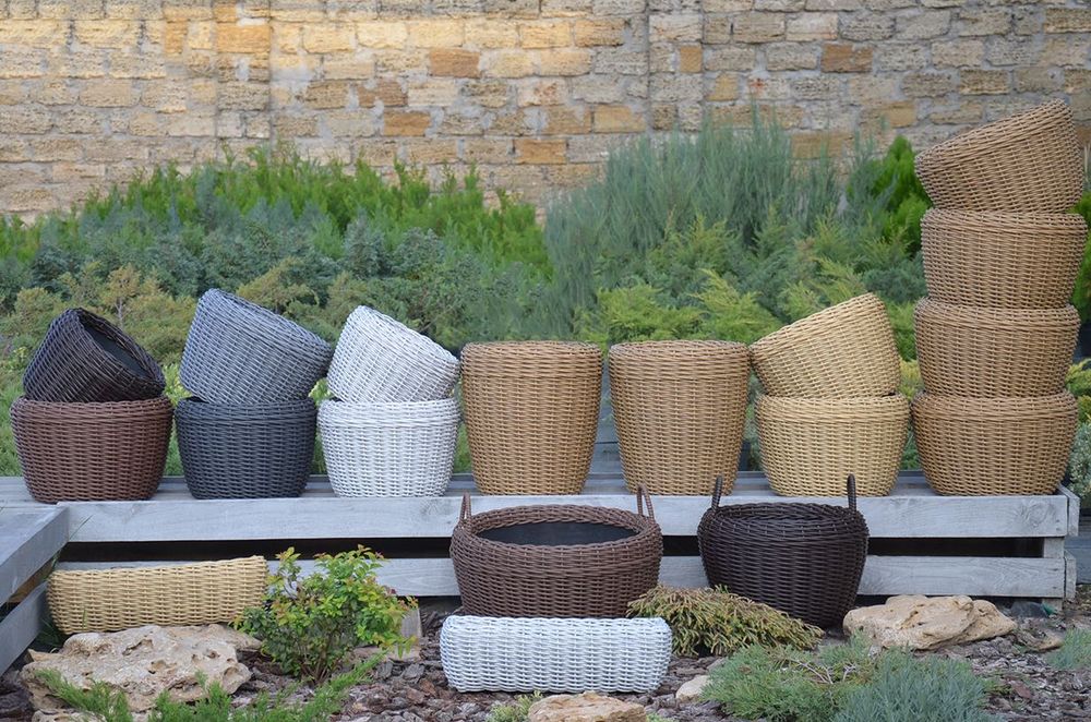 Дровниця (дрівниця) кошик, корзина для дров зі штучного ротангу, Кашпо