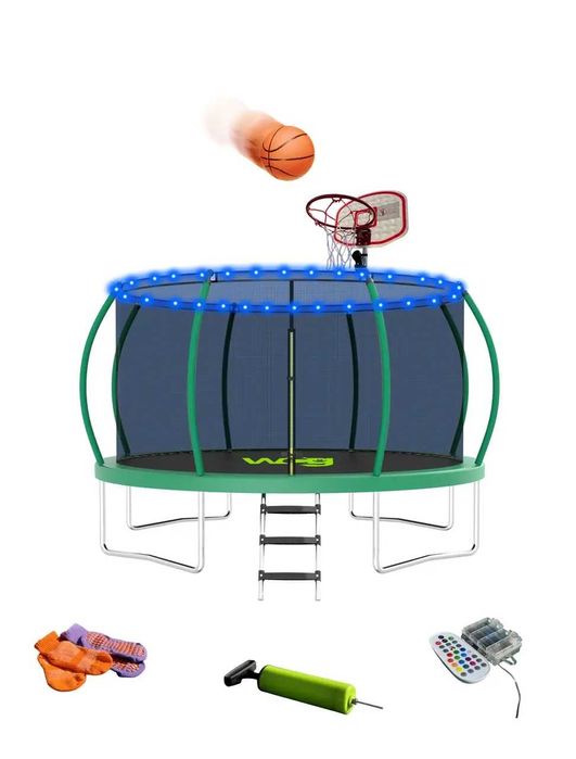 Батут WCG 366 см із внутрішньою захисною сіткою та LED підсвіткою 12FT