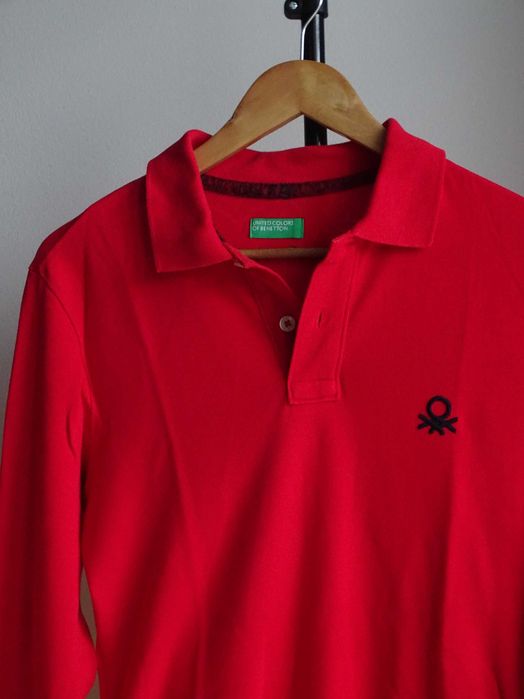 Polo manga comprida Benetton vermelho