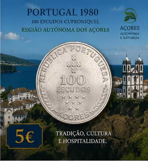 Portugal 1980 - 100 Escudos Cuproniquel - Região Autónoma dos Açores