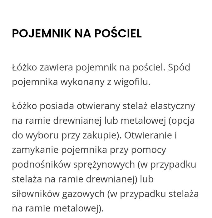 Łóżko 160x200 z pojemnikiem i stelażem metalowym