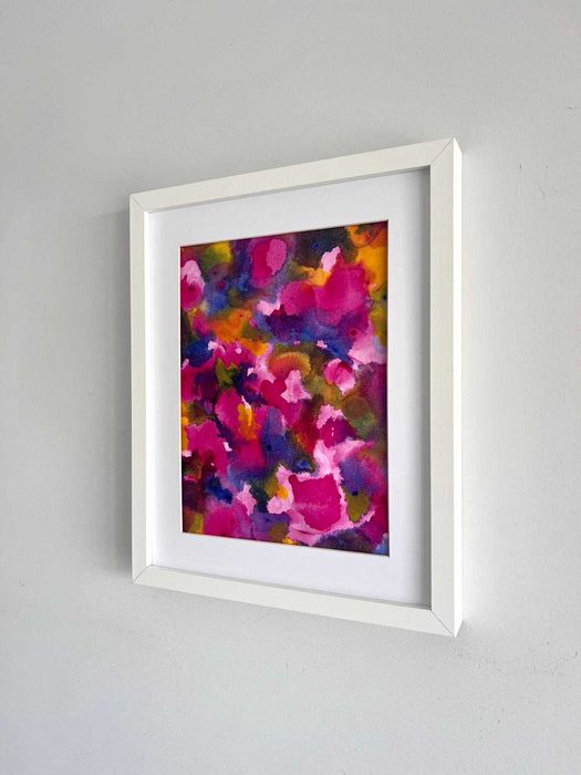 Quadro - Pintura abstrata em acrílico com moldura