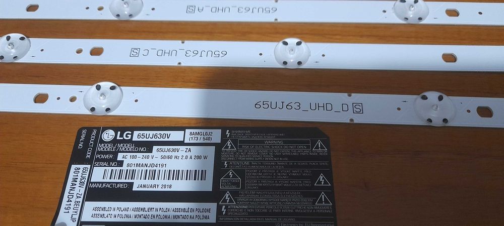 5 Tiras LED para TV LG 65UJ630V /Veja as fotografias