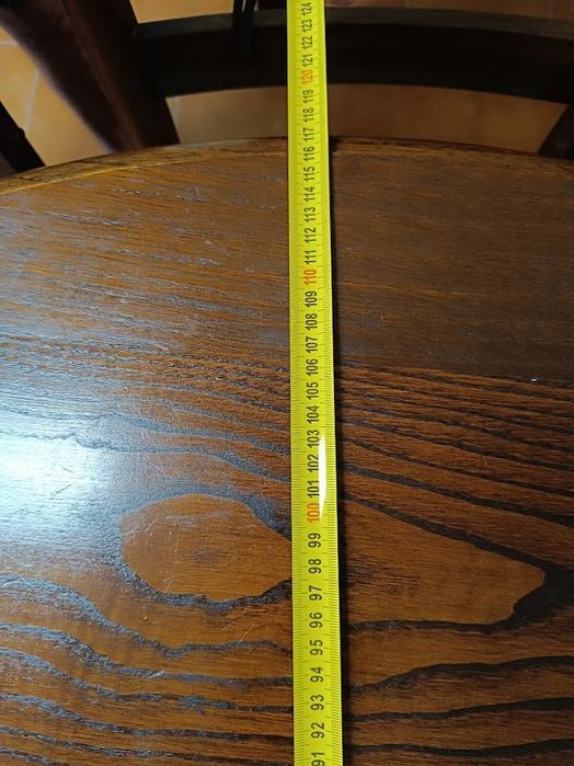 Mesa de Jantar Redonda Extensível em Madeira Maciça + 4 Cadeiras